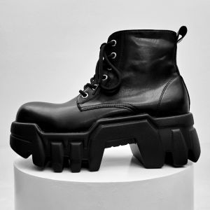 Paris Thick Sole Tank Boots Mens Niche Cos Play Platform Big Head Tractor Martin Boots Heightening 8CM Motorcycle Boots