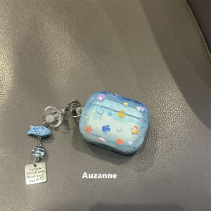 Cute Transparent Blue Fish Bluetooth Earphone Case Cover Protective Shell for Apple AirPods pro 1st 2nd 3rd 4th Generation