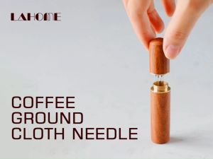 LAHOME Coffee 6 Needles Distributor Stainless Steel Caking Disperser Espresso Stirrer Espresso Distribution Tool Break Up Clumping Wood Handle Coffee Powder Leveler Tools Coffee Making Accessories 咖啡手柄粉碗搅拌针