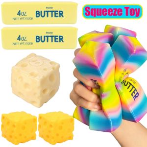 Super Soft Cheese Butter Stick Squeeze Toy Slow Rising Hand Relaxation Pinch Toy Stress Relief Simulation Food Squishy Slow Rebound Fidget Sensory Toy Stress Ball