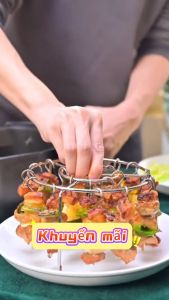 Xiên Thịt Nướng Cho Nồi Chiên Không Dầu Combo 24 Xiên Nướng Thịt BBQ Bằng Inox 304 Không Gỉ An Toàn