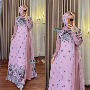 GAMIS CERUTY SYARI ETNIK BELAH SAMPING SET HIJAB