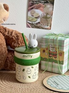Cute and High-Quality Ceramic Mug with Straw Lid