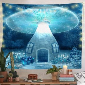 VIKAMA Psychedelic Jellyfish Mushroom Forest Tapestry Neon Fantasy Wall Hanging Bedroom Dormitory e-Sports Room Decoration