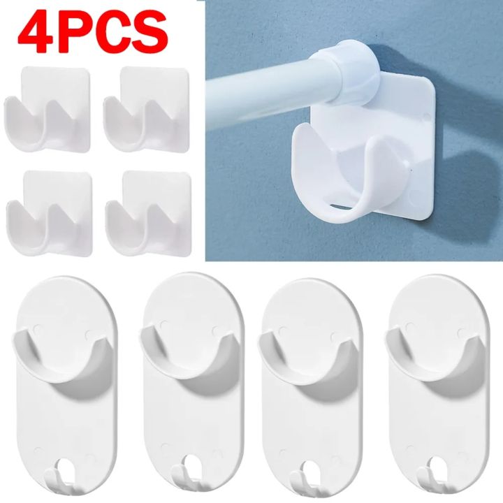 2/4pcs Strong Curtain Rod Holders Self-Adhesive Hooks Bathroom Shower ...