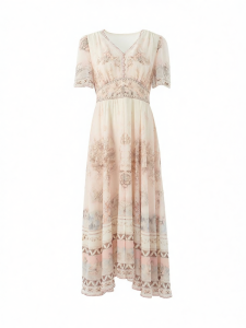 BADINA | Đầm Chiffon In Hoa Mới Mùa Hè Dáng Dài Định Nghĩa Eo