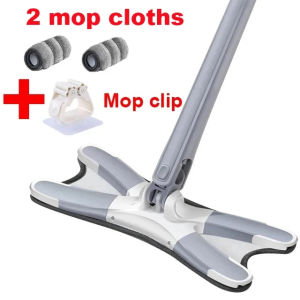 360° Rotating Self-Squeezing Mop Butterfly X-Shaped Microfiber Hands-Free Flat Mop With Reusable Mop Cloth For Floor Cleaning