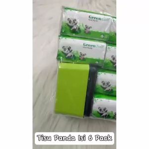 Set Tisu Panda Green Soft 6 Pack: Kotak Tempat Tissu Pop Up & Kertas Tissue Facial Multifungsi
