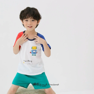 ชุดเสื้อแขนสั้นและกางเกงขาสั้น 25ss Cotton Jacquard Robot
