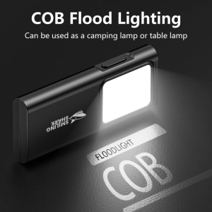 Smiling Shark TIP065 Mini Rechargeable WorklightCOB Floodlight Pocket Flashlightwith Clip Designfor Outdoor Running Hiking