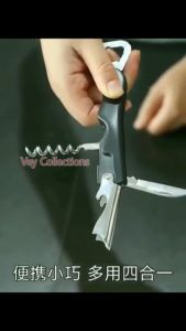 • BISA COD • Pembuka Botol Stainless / Wine Opener Corkscrew / Cap Opener / Pencungkil / Bukaan Minuman 4 Guna / Screw / Pembuka Anggur Bar / Double Hinged Corkscrew + Serrated Foil Cutter Knife + Cap Opener / Pencukil