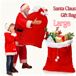 1/2pc Large Red Velvet Santa Gift Bags with Drawstring for Holiday Party Favors Decor Bag Christmas Eve Presents Storage Pouches