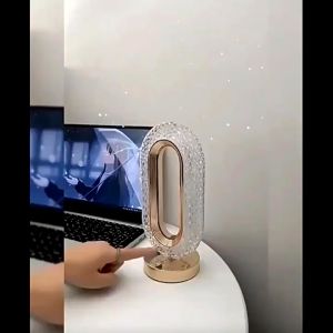 Lazzysissy Table Lamp Crystal Diamond Tricolor Night Light Led Touch 3 Color Dimmable USB Rechargeable Desk Light