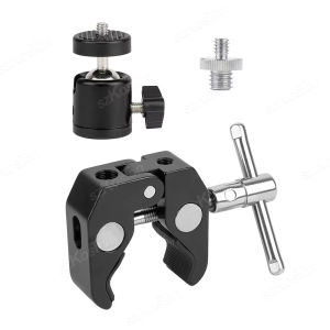 Camera Metal Super Clamp 360° Ballhead Magic Arm with 1/4" 3/8" Hole for DSLR Camera LED Light Mic Monitor Photography Accessory