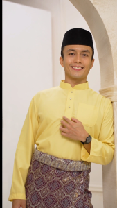 NEW Design Brand Sempurna Baju Melayu Soft Yellow Regular Slim Fit Cotton Sedondon Baju Raya - C017BM / BMC