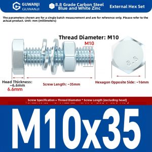 GUWANJI | Galvanized Hex Head Screws and Nuts Set Grade 8.8