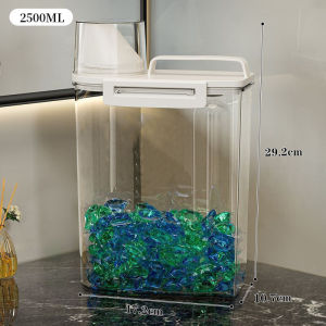 กล่องเก็บยาซักผ้าความจุขนาดใหญ่ กล่องเก็บลูกปัดซักผ้า อุปกรณ์จัดระเบียบในครัว กล่องเก็บยาซักผ้าแบบใช้ในบ้าน กล่องเก็บน้ำยาซักผ้า