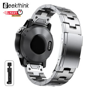 GEEKTHINK Metal strap 22mm 26mm For Garmin quatix Fenix 8/fenix7/7x 3HR 6X QuickFit Titanium + Stainless Steel Clasp Watch Band EasyFit Bracelet Watchband for Fenix 5X/6X pro mk1/Fenix3/Forerunner 935/945
