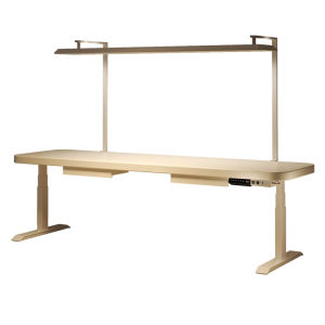 Ergonomic Height Adjustable Solid Wood Childrens Study Desk with Eye Protection Light Integrated Double Person Writing Desk