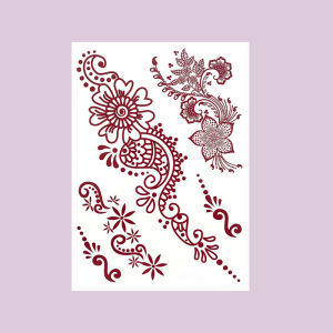 Maroon Henna Tattoo Stickers for Hand and Body Flower Temporary Tattoos for Women FakeTattoo for Wedding Festival