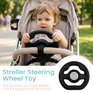 1PC Universal Pretend Steering Wheel for Strollers & Carts - Detachable Fun Driving Attachment