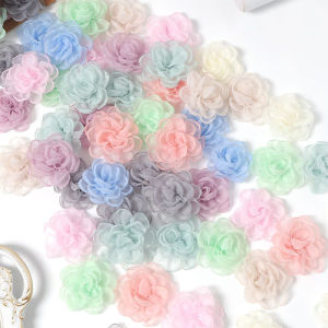 5/10Pcs 5.5cm Vintage Fabric Camellia Rose Chiffon Artificial Flowers for Women Wedding Party  Dress Decoration Craft Jewelry