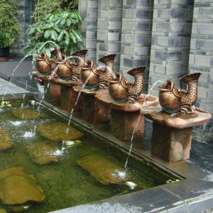 Home Courtyard Fish Pond Water Spray Balcony Pool Landscape Decoration Fountain Chinese Wall Decoration Imitation Stone Carving Carp Water Purifier