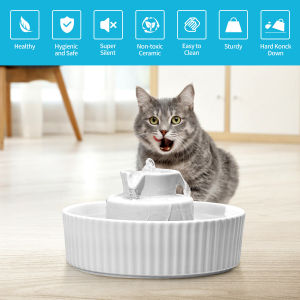 2.1L Automatic Pet Cat Water Fountain Premium Cake Ceramic Water Fountain Bowl Suitable for Cats and Dogs Fountain Drinkers