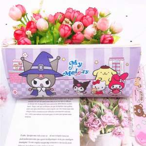 Sanrio Pu canvas pencil case kuromi melody pencil box kid student stationary pen bag 铅笔盒 笔盒袋 kotak pensil