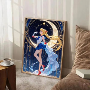 Bandai | Frameless 5D DIY Diamond Painting Kit S-Sailor M-Moon Cute Anime Art Full Drill Rhinestone Mosaic Wall Decor Gift for Adults