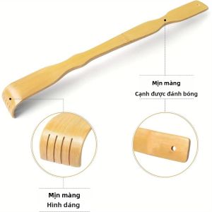Dụng Cụ Gãi Lưng Bằng Tre Con Lăn Massage Que Chà Lưng Bằng Gỗ Dài Giúp Thư Giãn Thoải Mái Cho Nam & Nữ Giảm Ngứa Lưng