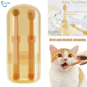 V.TOP Sikat Gigi 2Pcs/set Anjing Kucing Hewan Pet Silicone Toothbrush Set Odorless