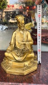 Tượng khổng minh cao 32cm bằng đồng phong thủy ngồi bệ bát quái DxRxC: 32x23x32cm nặng 3.1kg