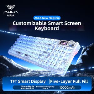 AULA | Transparent Customizable Mechanical Keyboard Tri-Mode Five-Layer Filling Wireless Gaming