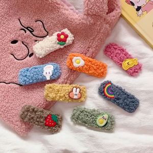 [iRojak] Korean Flower Color Plush BB Clip Hairpin Girl Bangs Clip Cute Personality Side Clip Hairpin 花朵彩色毛绒bb夹-H55
