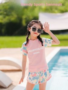 SUPIAN | Childrens Two-Piece Swimsuit Girls Training Swimwear Sunscreen Polyester Fiber New Summer Style Baby Swimming Costume
