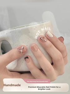MONLEYTA | Handmade Nail Tips Wearable False Nails Short To Medium Length Premium Feel Autumn Winter Design Ready Made Nail Patches