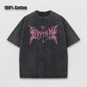 Áo Thun Nam Tay Ngắn Oversize Phong Cách Y2K Hip Hop Vintage Thập Niên 90 Thiết Kế Gothic Mùa Hè Kiểu Dáng Rộng Rãi Chất Liệu Denim Đã Qua Xử Lý Phong Cách Đường Phố