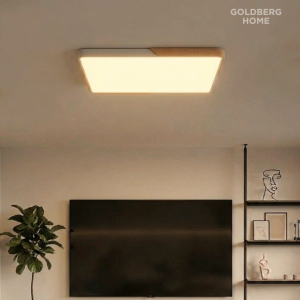 Mariko Nordic Rectangle 34W 45W 65W 90W LED Ceiling Light - Black White Wooden frame | Goldberg Home