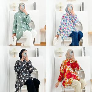 KEMEJA OVERSIZE JUMBO LD 130 CM / ATASAN KEMEJA RAYON WANITA JUMBO