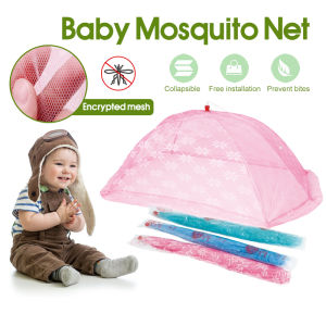 Kelambu Bayi Portable Baby Mosquito Net Foldable Bed Netting Square Baby Umbrella Cover Kelambu Baby Mesh Baby Cot Crib DaQueen