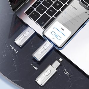 Portable 3in1 PushPull MultiFunction USB Flash Drive For Apple Computers and Devices