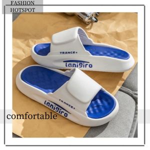 Xishop รองเท้าแตะแบบสวม รองเท้าผู้ชาย ดารักษ์สวมสุด แต่งสีดำขาว การซื้อ สะอาดที่ดี พื้นนิ่ม แมทชิ้นสวยใส