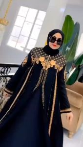 (COD)Gamis Abaya Turkey Dubay Jodha /Gamis Abaya Arab Hitam Busui Jersey Super Mix Ceruty Bordir Mote Swarosky TERBARU