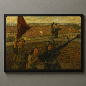 Tranh Nghệ thuật "Hà Nội Trực Chiến Phòng Không" VIETSMART ART - Acrylic 45 x 60cm
