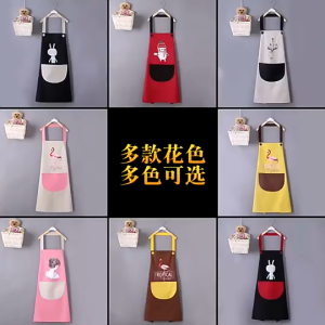 Adjustable Hang Neck Waterproof Apron Apron Coffee Shop Fashion Apron Kitchen Apron Large Pocket 围裙