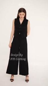 HJYN | Quần ống rộng Curtis màu đen chất liệu kaki mặt nhung cao cấp