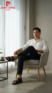 Giày Sandal nam Pierre Cardin thiết kế quai chéo có quai hậu chất liệu da cao cấp đế cao su tạo sự trẻ trung năng động - 159