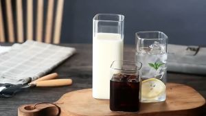 Happy Home แก้วน้ำทรงสี่เหลี่ยม สำหรับการใส่เครื่อมดื่ม สไตล์นอร์ดิก ราคาสั่งที่สุด