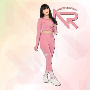 Setelan baju olahraga wanita crop senam leging panjang zumba gym aerobic